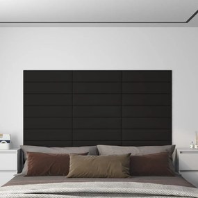vidaXL Painel de parede 12 pcs 60x15 cm tecido 1,08 m² preto