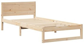 Estrutura de Cama Natural Madeira Maciça 80 x 200 cm
