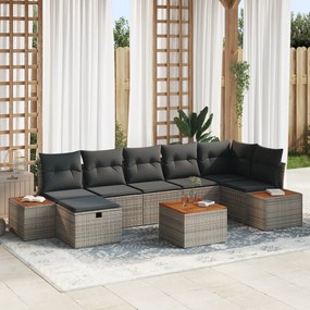 Conjunto de Sofá de Jardim de 8 Peças com Almofadas Cinza Rattan Sinté