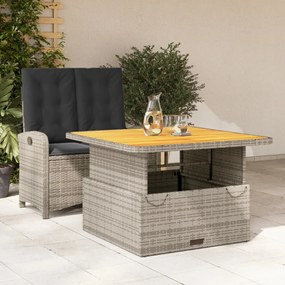 vidaXL 2 pcs conjunto de jantar p/ jardim c/ almofadões vime PE cinza