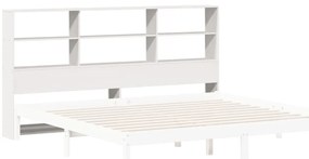 Cabeceira com arrumação 180 cm madeira de pinho maciça branco