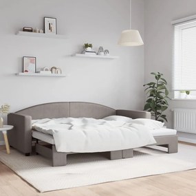 vidaXL Sofá-cama com gavetão 90x200 cm tecido cinzento-acastanhado