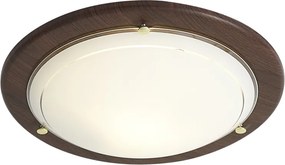 Plafon Clássico Madeira Nogueira com Vidro Branco - Mesiac