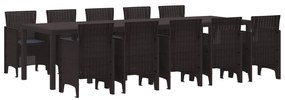 vidaXL Conjunto de Jantar para Jardim 11 pcs Marrom e Antracite Vime
