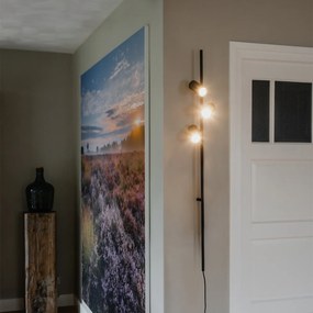 Candeeiro de parede preto com interruptor de pé 3 luzes - Jeana Luxe