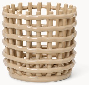 Cesto de arrumação em cerâmica artesanal Nalan, Alt 15 cm