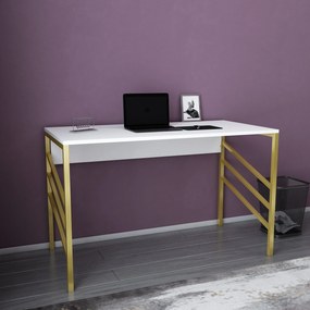 Secretária de Estudo Josephine – Dourado e Branco – 120x60x74,8 cm