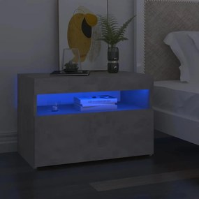 vidaXL Mesa de cabeceira & luzes LED 60x35x40 cm cinza cimento