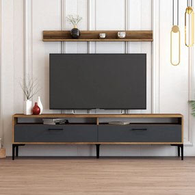 Móvel de TV Istanbul – Nogueira e Antracite – 180x47x35 cm