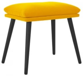 Cadeira de descanso com banco p/ pés veludo amarelo mostarda
