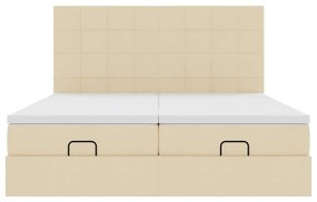 Estrutura de cama otomana com colchões tecido creme 200x200cm