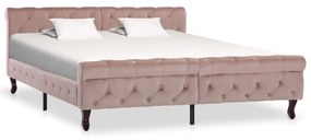 Estrutura de cama 160x200 cm veludo cor-de-rosa