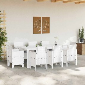 Conjunto de Jantar de Jardim 9 pcs Branco Vime