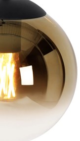 LED Candeeiro de suspensão inteligente preto com vidro dourado 20 cm incl. Wifi A60 - Pallon Art Deco