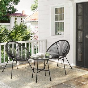 Conjunto de jardim 2 Cadeiras acapulco e mesa jardim preto