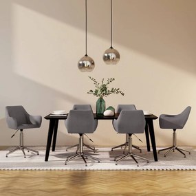 vidaXL Cadeiras de jantar giratórias 6 pcs tecido cinzento-claro