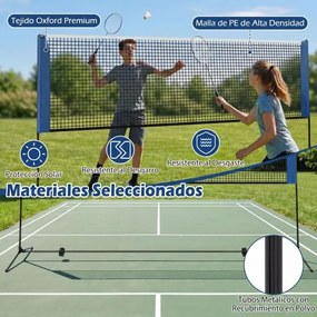 Conjunto de badminton com rede ajustável de 510 cm, 2 penas e bolsa de transporte, para uso em casa, no exterior, na praia e no jardim Azul e Preto