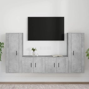 vidaXL Conjunto móveis de TV 4 pcs madeira processada cinzento cimento