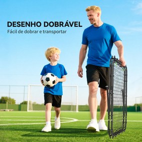 Rede de Rebote Dobrável para Treino Desportivo Ajustável em 5 Níveis de Ângulo com Tubo de Aço 100x95x90 cm Preto
