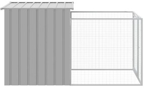 Casota para cães com parque aço galvanizado cinzento-claro