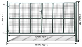 Portão de jardim em rede 415 x 250 cm / 400 x 200 cm