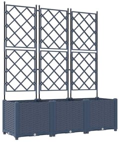 Jardineira com Treliça 3 pcs Cinza 120x40x143 cm