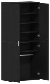 Armário de Sapatos Carvalho Negro 80x39x180 cm Madeira de Engenharia