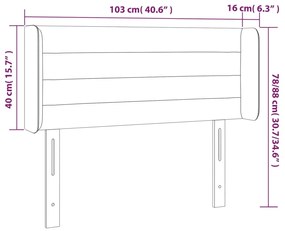 Cabeceira de cama c/ abas tecido 93x16x78/88 cm cinzento-claro