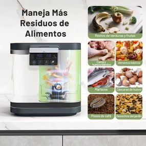Compostador elétrico de 4 L para cozinha Máquina de compostagem inteligente com tampa autolimpante Ecrã LED preto