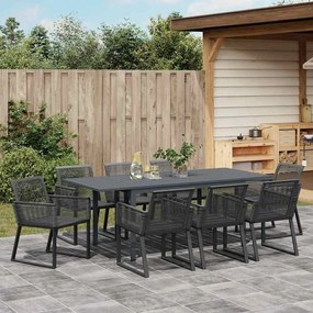 Conjunto de Jantar para Jardim Manual 9 pcs Preto Largo