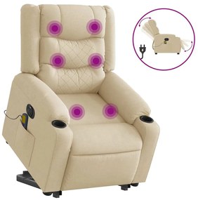 Poltrona elétrica elevatória massagens tecido creme