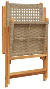 7pcs conjunto de jantar p/ jardim vime PE/ madeira maciça bege
