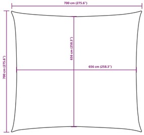 Para-sol estilo vela tecido oxford quadrado 7x7 m castanho