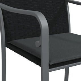 9 pcs conjunto de jantar p/ jardim com almofadões vime PE e aço