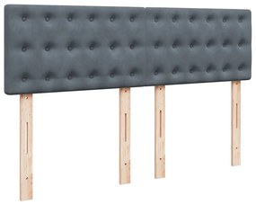 Cama com molas/colchão 160x200 cm veludo cinzento-escuro