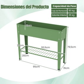 Floreiras para Plantas, 95 x 31 x 80 cm, com Estante de Rede, Verde