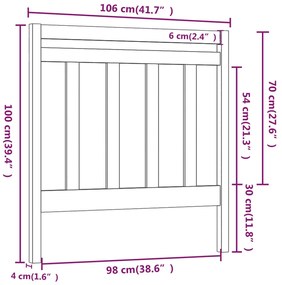 Cabeceira de cama 106x4x100 cm pinho maciço preto