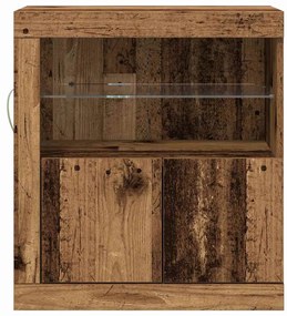 Buffet vidaXL com Luzes LED Madeira Velha 60,5x37x67 cm