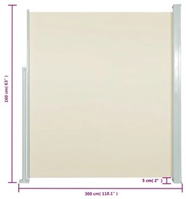 Toldo lateral para pátio/terraço 160 x 300 cm cor creme
