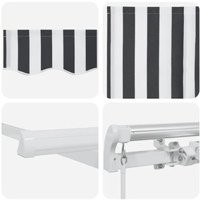 Toldo retrátil manual 500x300 cm antracite e branco