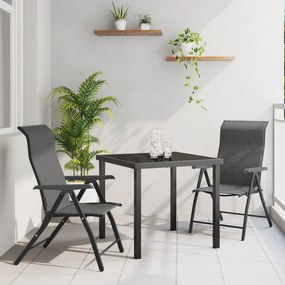 vidaXL Conjunto de Jantar de Jardim 3 Peças Cinza Rattan Polipropileno