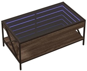 Mesa de centro luzes LED Infinity 90x50x38 cm carvalho castanho