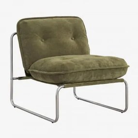Poltrona Estofada Matilda Chenille Verde Army - Sklum