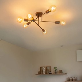 Plafond Inteligente Bronze Escuro 6-Luzes Incl. 6 Wifi G95 - Sydney