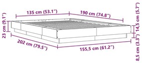 Estrutura de cama 135x190 cm derivados madeira carvalho sonoma