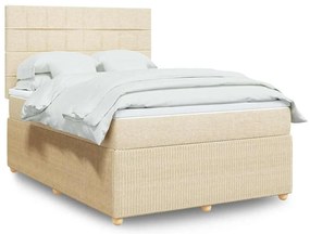 Cama com molas/colchão 160x200 cm tecido cor creme