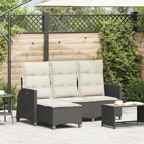 vidaXL Sofá de jardim reclinável em forma de L com almofadões vime PE