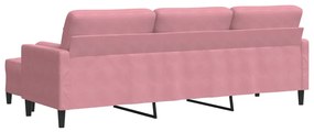 Sofá de 3 lugares com apoio de pés 210 cm veludo rosa