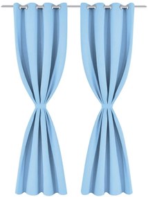 Cortinas blackout 2 pcs com ilhós de metal 135x175 cm turquesa