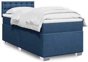 vidaXL Cama com molas/colchão 90x190 cm tecido azul